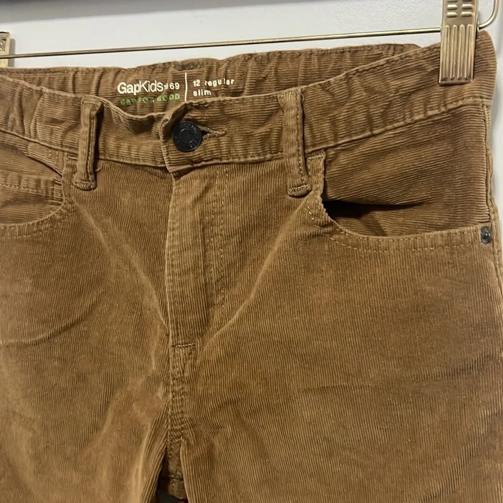GAP Kids Boys Corduroy Regular Slim Pants Sz 12 SLIM Brown Tan